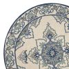 8' Round Gray and Ivory Round Damask Handmade Indoor Outdoor Area Rug