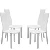 Set of Four White Upholstered Faux Leather Dining Side Chairs