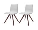 Set of Two White And Brown Upholstered Faux Leather Dining Side Chairs