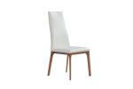 White And Brown Upholstered Faux Leather Dining Side Chair