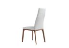 White And Brown Upholstered Faux Leather Dining Side Chair