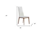White And Brown Upholstered Faux Leather Dining Side Chair
