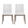 Set of Two White And Brown Upholstered Faux Leather isequal(Yes,No,Wood Dining Side Chairs