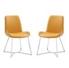 Set Of 2 Yellow Faux Leather Dining Chairs