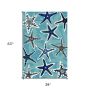 3' X 5' Blue Sand Dollar Indoor Outdoor Area Rug