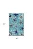5' X 8' Blue Round Abstract Handmade Indoor Outdoor Area Rug