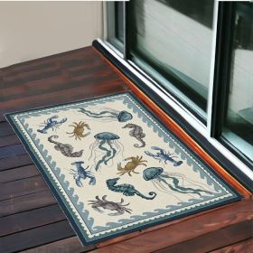 3' X 5' Ivory Abstract Handmade Indoor Outdoor Area Rug