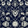 2' X 3' Navy Blue Floral Handmade Indoor Outdoor Area Rug