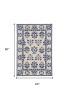 5' X 7' Sand Or Blue Floral Bordered Indoor Outdoor Area Rug