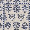 5' X 7' Sand Or Blue Floral Bordered Indoor Outdoor Area Rug