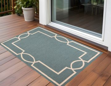 3' X 5' Gray and Ivory Handmade Indoor Outdoor Area Rug