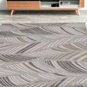 5' X 8' Grey Feather Brushstrokes Area Rug