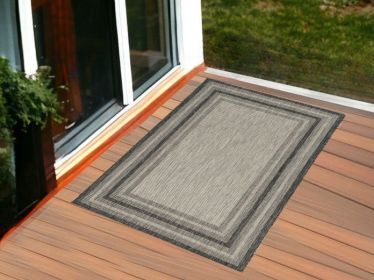 3' X 4' Gray Striped Indoor Outdoor Area Rug
