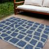 8' X 11' Blue and Gray Abstract Indoor Outdoor Area Rug