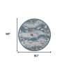 8' Blue and Beige Round Hand Tufted Area Rug