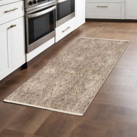 8' Sand Or Charcoal Polypropylene Runner Rug