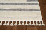 8' Runner Gray and Ivory Abstract Area Rug