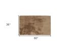 Luxe Faux Rabbit Fur Rectangular Rug 3' X 5'   - Taupe