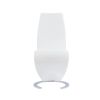 Set of Two White and Silver Upholstered Faux Leather Dining Parsons Chairs