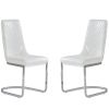 Set Of 2 Modern White Dining Chairs With Horse Shoe Style Metal Base