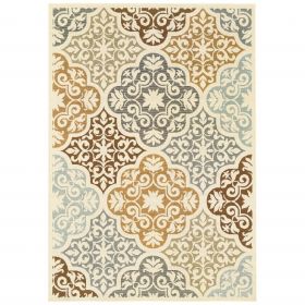 4' X 6' Gray and Ivory Moroccan Indoor Outdoor Area Rug