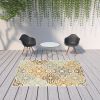 7' X 10' Gray and Ivory Moroccan Indoor Outdoor Area Rug