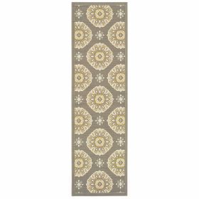 2' X 8' Gray Moroccan Indoor Outdoor Area Rug