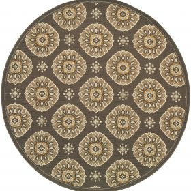 8' X 8' Gray Round Moroccan Indoor Outdoor Area Rug