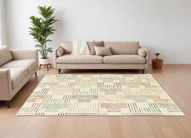 9' X 12' Ivory Multi Neutral Tone Scratch Indoor Area Rug