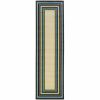 2' X 3' Ivory and Blue Striped Indoor Outdoor Area Rug