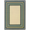 Ivory and Blue Striped Indoor Outdoor Area Rug