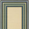 Ivory and Blue Striped Indoor Outdoor Area Rug