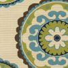 4' X 6' Green And Ivory Floral Indoor Outdoor Area Rug