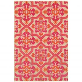 Pink and Orange Moroccan Indoor Outdoor Area Rug