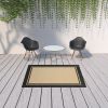 5' X 8' Beige and Black Indoor Outdoor Area Rug
