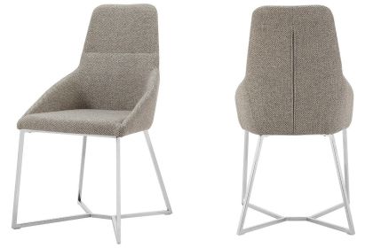 Set Of 2 Light Grey And Geo Stainless Steel Dining Chairs