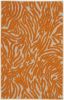 3' X 4' Orange And Ivory Abstract Stain Resistant Indoor Outdoor Area Rug