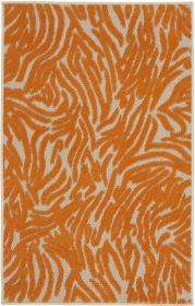 3' X 4' Orange And Ivory Abstract Stain Resistant Indoor Outdoor Area Rug