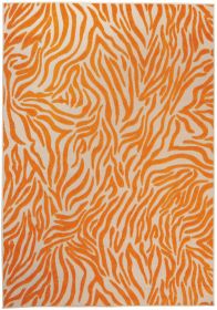 4' X 6' Orange And Ivory Abstract Stain Resistant Indoor Outdoor Area Rug