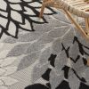 4' X 6' Black And White Floral Indoor Outdoor Area Rug