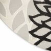 5' Round Black And White Round Floral Indoor Outdoor Area Rug
