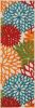 6' Runner Ivory Blue and Orange Floral Indoor Outdoor Area Rug