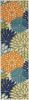 2' X 8' Ivory And Blue Floral Indoor Outdoor Area Rug