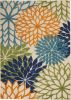 5' X 8' Ivory And Blue Indoor Outdoor Area Rug
