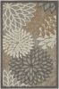3' X 4' Gray And Ivory Floral Indoor Outdoor Area Rug