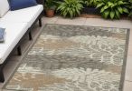 4' X 6' Gray And Ivory Floral Indoor Outdoor Area Rug