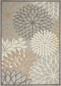 5' X 8' Gray and Ivory Indoor Outdoor Area Rug