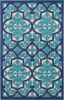 3' X 4' Blue And Ivory Moroccan Indoor Outdoor Area Rug
