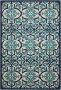 8' X 11' Blue And Ivory Moroccan Indoor Outdoor Area Rug