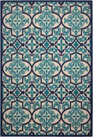 8' X 11' Blue And Ivory Moroccan Indoor Outdoor Area Rug